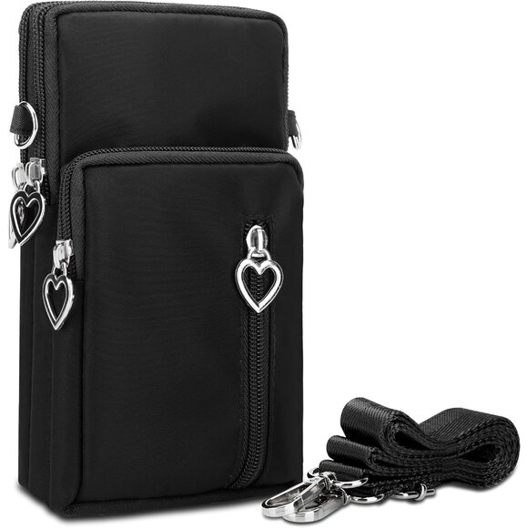 Women's Black Small Cell Phone Purse Crossbody Wallet Cute Single Shoulder Bag - Picture 1 of 8